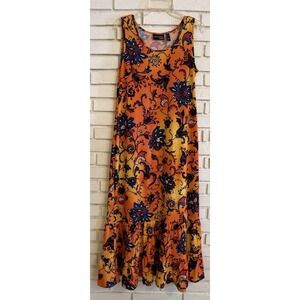 Attitudes by Renee Regular Como Jersey Peasant Hem Midi Dress Orange Sz  Small